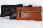 Hand-stitched Leather Cosmetic Bag