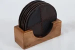 Hand-stitched Leather Coaster Set - Image 3