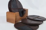 Hand-stitched Leather Coaster Set - Image 9